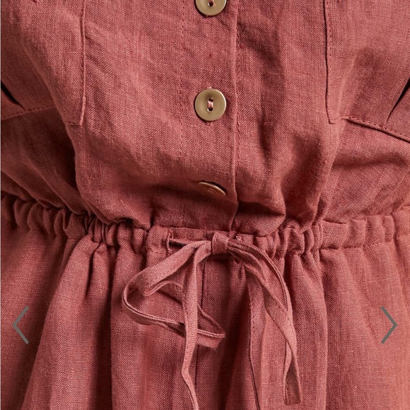 Frances Linen Button Up Jumpsuit in Burnt Rose  - AMALIE THE LABEL - Picture 5 of 7